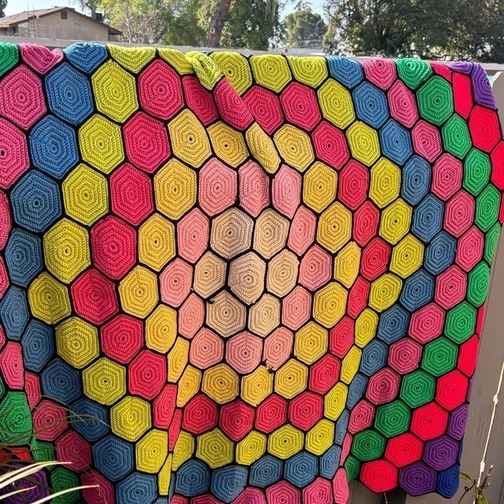 Crochet Hexagon colorful Blanket